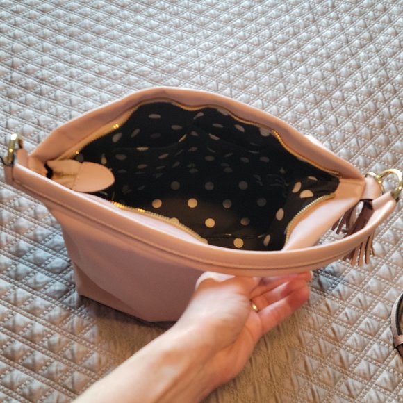 Anne Klein - Pink - Gold Detail - Hobo Crossbody Purse Bag - Picture 13 of 15